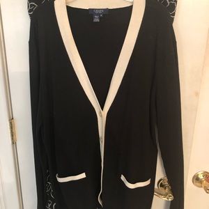 Black and cream sweater.